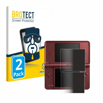 Face avant d’un emballage produit avec le logo de la marque BROTECT. À côté, l’appareil Nintendo DSi XL est représenté avec la