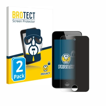 Face avant d’un emballage produit avec le logo de la marque BROTECT. À côté, l’appareil Apple iPod Touch (4ème Gen.) est repré