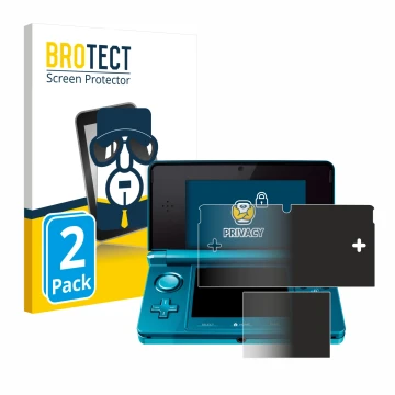 Face avant d’un emballage produit avec le logo de la marque BROTECT. À côté, l’appareil Nintendo 3DS est représenté avec la pr