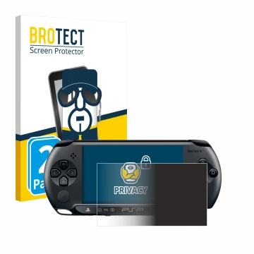 Face avant d’un emballage produit avec le logo de la marque BROTECT. À côté, l’appareil Sony PSP Street E1004 est représenté a