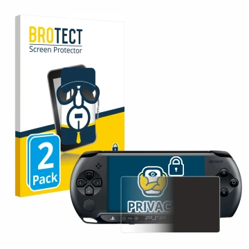Face avant d’un emballage produit avec le logo de la marque BROTECT. À côté, l’appareil Sony PSP 1004 est représenté avec la p