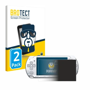 Face avant d’un emballage produit avec le logo de la marque BROTECT. À côté, l’appareil Sony PSP 2004 est représenté avec la p