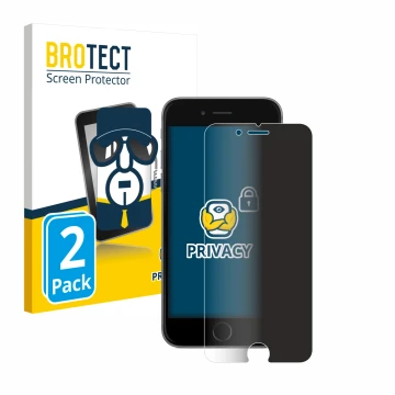 Face avant d’un emballage produit avec le logo de la marque BROTECT. À côté, l’appareil Apple iPhone 6 est représenté avec la 