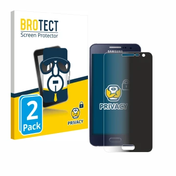 Face avant d’un emballage produit avec le logo de la marque BROTECT. À côté, l’appareil Samsung Galaxy A3 2015 est représenté 