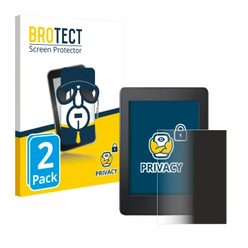 Face avant d’un emballage produit avec le logo de la marque BROTECT. À côté, l’appareil Amazon Kindle Paperwhite 2015 (7ème Ge