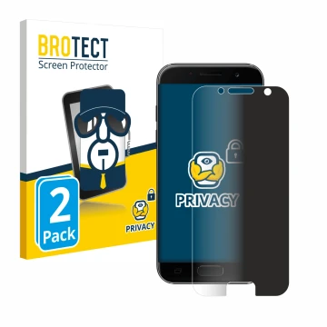 Face avant d’un emballage produit avec le logo de la marque BROTECT. À côté, l’appareil Samsung Galaxy A3 2017 est représenté 
