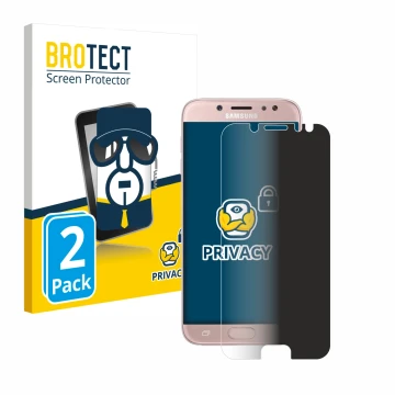 Face avant d’un emballage produit avec le logo de la marque BROTECT. À côté, l’appareil Samsung Galaxy J7 2017 est représenté 