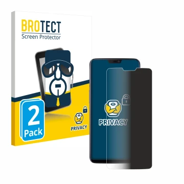 Face avant d’un emballage produit avec le logo de la marque BROTECT. À côté, l’appareil OnePlus 6 est représenté avec la prote