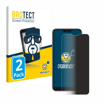 Face avant d’un emballage produit avec le logo de la marque BROTECT. À côté, l’appareil Xiaomi Mi A2 Lite est représenté avec 