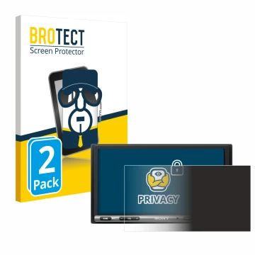 Face avant d’un emballage produit avec le logo de la marque BROTECT. À côté, l’appareil Sony XAV-AX3005DB est représenté avec 