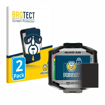 Face avant d’un emballage produit avec le logo de la marque BROTECT. À côté, l’appareil Mares Quad Air est représenté avec la 