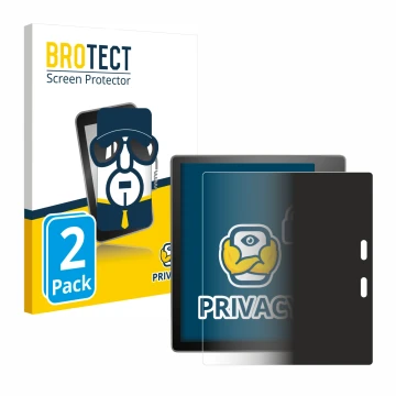 Face avant d’un emballage produit avec le logo de la marque BROTECT. À côté, l’appareil Amazon Kindle Oasis 2019 (10ème Gen.) 