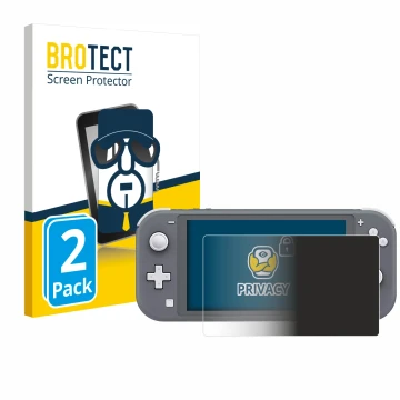 Face avant d’un emballage produit avec le logo de la marque BROTECT. À côté, l’appareil Nintendo Switch Lite est représenté av