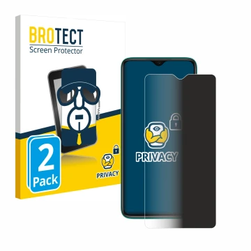 Face avant d’un emballage produit avec le logo de la marque BROTECT. À côté, l’appareil Xiaomi Redmi Note 8 2019 est représent