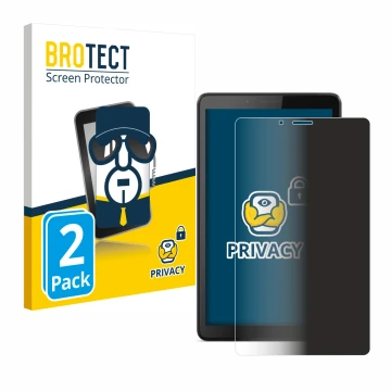 Face avant d’un emballage produit avec le logo de la marque BROTECT. À côté, l’appareil Lenovo Tab M7 est représenté avec la p