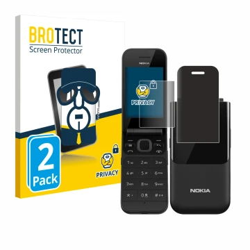 Face avant d’un emballage produit avec le logo de la marque BROTECT. À côté, l’appareil Nokia 2720 Flip est représenté avec la