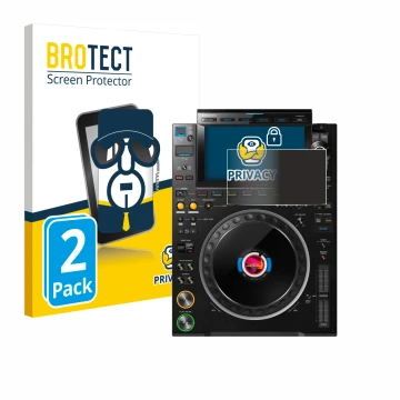 Face avant d’un emballage produit avec le logo de la marque BROTECT. À côté, l’appareil Pioneer CDJ 3000 est représenté avec l