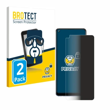 Face avant d’un emballage produit avec le logo de la marque BROTECT. À côté, l’appareil Oppo A74 est représenté avec la protec