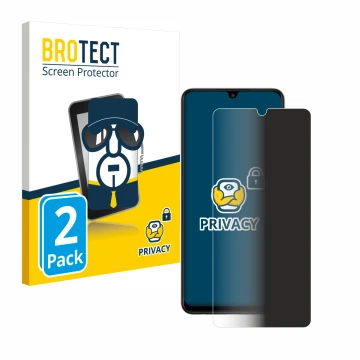 Face avant d’un emballage produit avec le logo de la marque BROTECT. À côté, l’appareil Samsung Galaxy A22 4G est représenté a