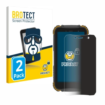 Face avant d’un emballage produit avec le logo de la marque BROTECT. À côté, l’appareil Doogee S35 est représenté avec la prot