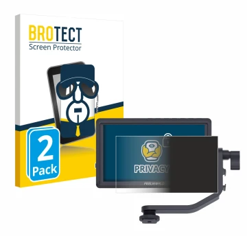Face avant d’un emballage produit avec le logo de la marque BROTECT. À côté, l’appareil Feelworld FW568 5.5