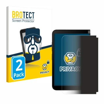 Face avant d’un emballage produit avec le logo de la marque BROTECT. À côté, l’appareil Microsoft Surface Duo 2 (Affichage ext