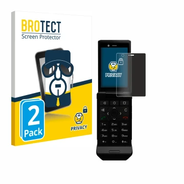 Face avant d’un emballage produit avec le logo de la marque BROTECT. À côté, l’appareil Caterpillar Cat S22 Flip est représent