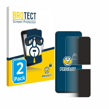 Face avant d’un emballage produit avec le logo de la marque BROTECT. À côté, l’appareil Samsung Galaxy Z Flip 4 est représenté