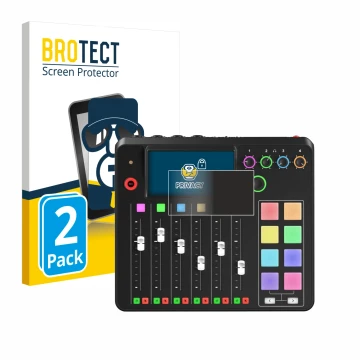 Face avant d’un emballage produit avec le logo de la marque BROTECT. À côté, l’appareil Rode Rodecaster Pro II est représenté 