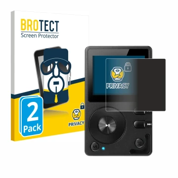 Face avant d’un emballage produit avec le logo de la marque BROTECT. À côté, l’appareil Hifi Walker H2 est représenté avec la 