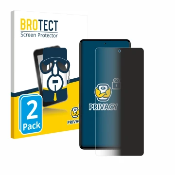 Face avant d’un emballage produit avec le logo de la marque BROTECT. À côté, l’appareil Xiaomi Redmi Note 12 Pro+ est représen