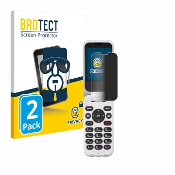 Face avant d’un emballage produit avec le logo de la marque BROTECT. À côté, l’appareil Doro 6820 est représenté avec la prote