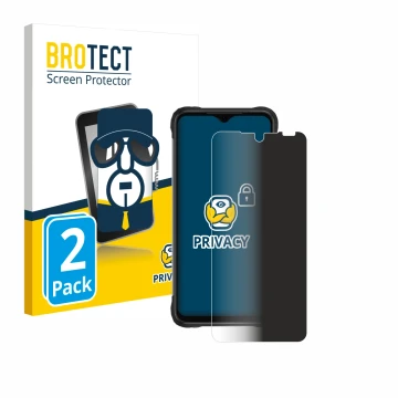 Face avant d’un emballage produit avec le logo de la marque BROTECT. À côté, l’appareil Umidigi Bison X20 est représenté avec 