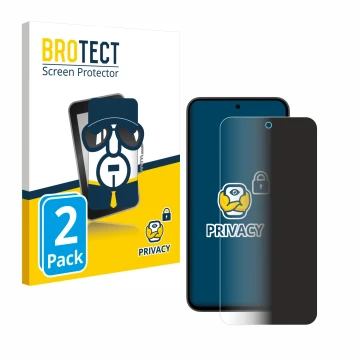 Face avant d’un emballage produit avec le logo de la marque BROTECT. À côté, l’appareil Samsung Galaxy A35 5G est représenté a