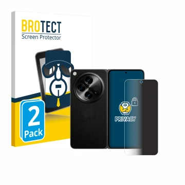 Face avant d’un emballage produit avec le logo de la marque BROTECT. À côté, l’appareil OnePlus Open (case-friendly) est repré