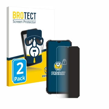 Face avant d’un emballage produit avec le logo de la marque BROTECT. À côté, l’appareil Oukitel WP36 est représenté avec la pr