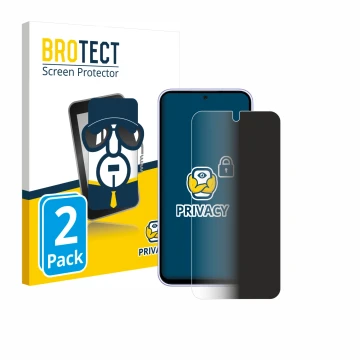 Face avant d’un emballage produit avec le logo de la marque BROTECT. À côté, l’appareil Samsung Galaxy A54 5G Enterprise Editi