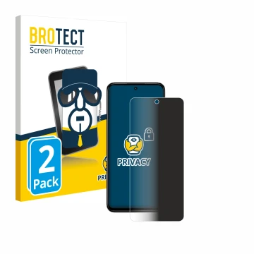 Face avant d’un emballage produit avec le logo de la marque BROTECT. À côté, l’appareil Xiaomi Redmi 13 est représenté avec la