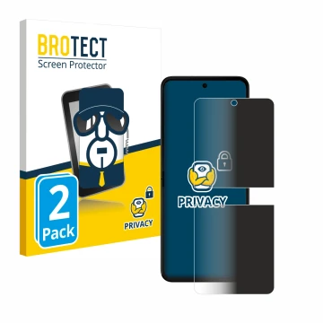 Face avant d’un emballage produit avec le logo de la marque BROTECT. À côté, l’appareil Motorola Razr 50 est représenté avec l