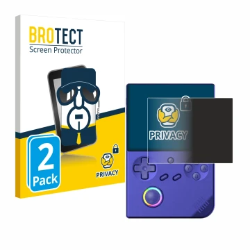 Face avant d’un emballage produit avec le logo de la marque BROTECT. À côté, l’appareil Anbernic RG40XXV est représenté avec l