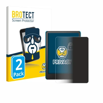 Face avant d’un emballage produit avec le logo de la marque BROTECT. À côté, l’appareil Amazon Kindle Paperwhite Kids 2024 est