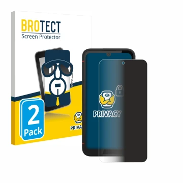 Face avant d’un emballage produit avec le logo de la marque BROTECT. À côté, l’appareil Volla Phone X23 est représenté avec la