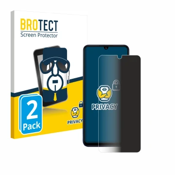 Face avant d’un emballage produit avec le logo de la marque BROTECT. À côté, l’appareil Xiaomi Redmi 14C 5G est représenté ave