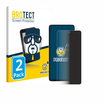 Face avant d’un emballage produit avec le logo de la marque BROTECT. À côté, l’appareil Xiaomi Poco M7 Pro est représenté avec