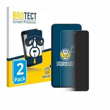Face avant d’un emballage produit avec le logo de la marque BROTECT. À côté, l’appareil Samsung Galaxy S25 Enterprise Edition 