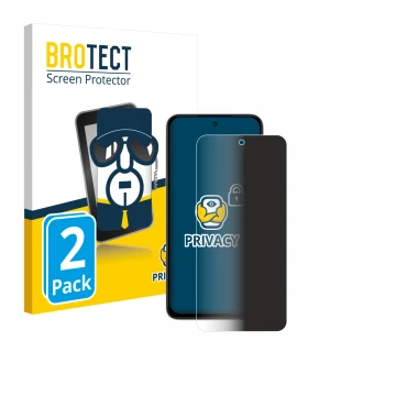 Face avant d’un emballage produit avec le logo de la marque BROTECT. À côté, l’appareil Xiaomi Poco M7 est représenté avec la 