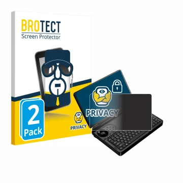 Face avant d’un emballage produit avec le logo de la marque BROTECT. À côté, l’appareil GPD Win Mini (2025) est représenté ave