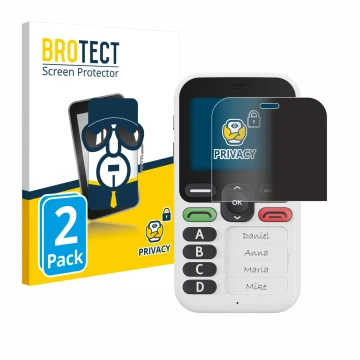 Face avant d’un emballage produit avec le logo de la marque BROTECT. À côté, l’appareil Doro Leva X10 est représenté avec la p