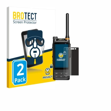 Face avant d’un emballage produit avec le logo de la marque BROTECT. À côté, l’appareil Hytera PDC680 est représenté avec la p