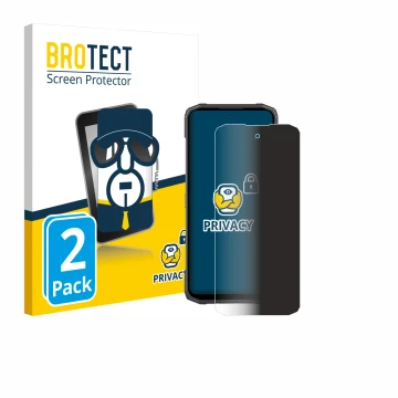 Face avant d’un emballage produit avec le logo de la marque BROTECT. À côté, l’appareil Doogee Blade 20 Turbo est représenté a